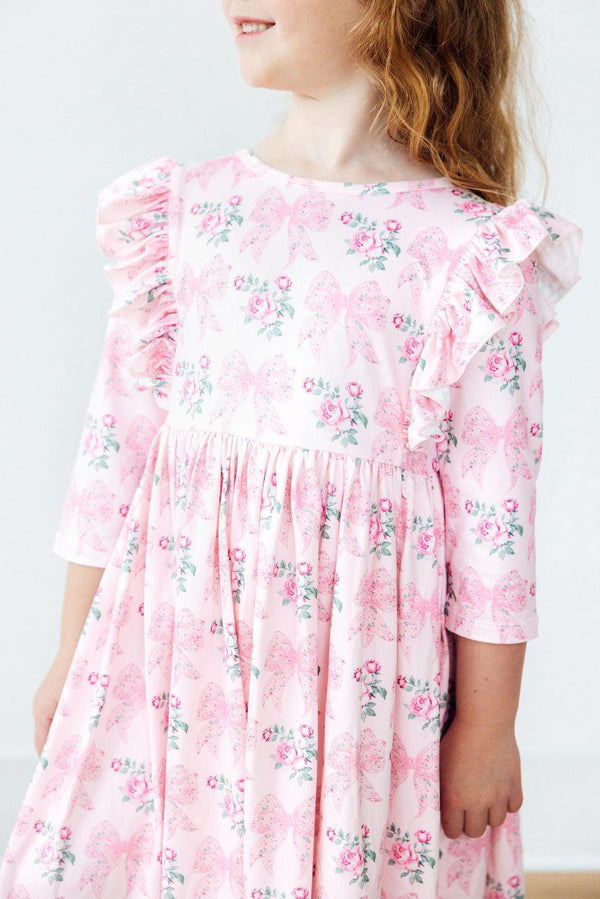 heirloom-garden-3-4-sleeve-ruffle-twirl-dress Mila & Rose - Sophia's StyleTwirl Ruffle Dress 3/4-1